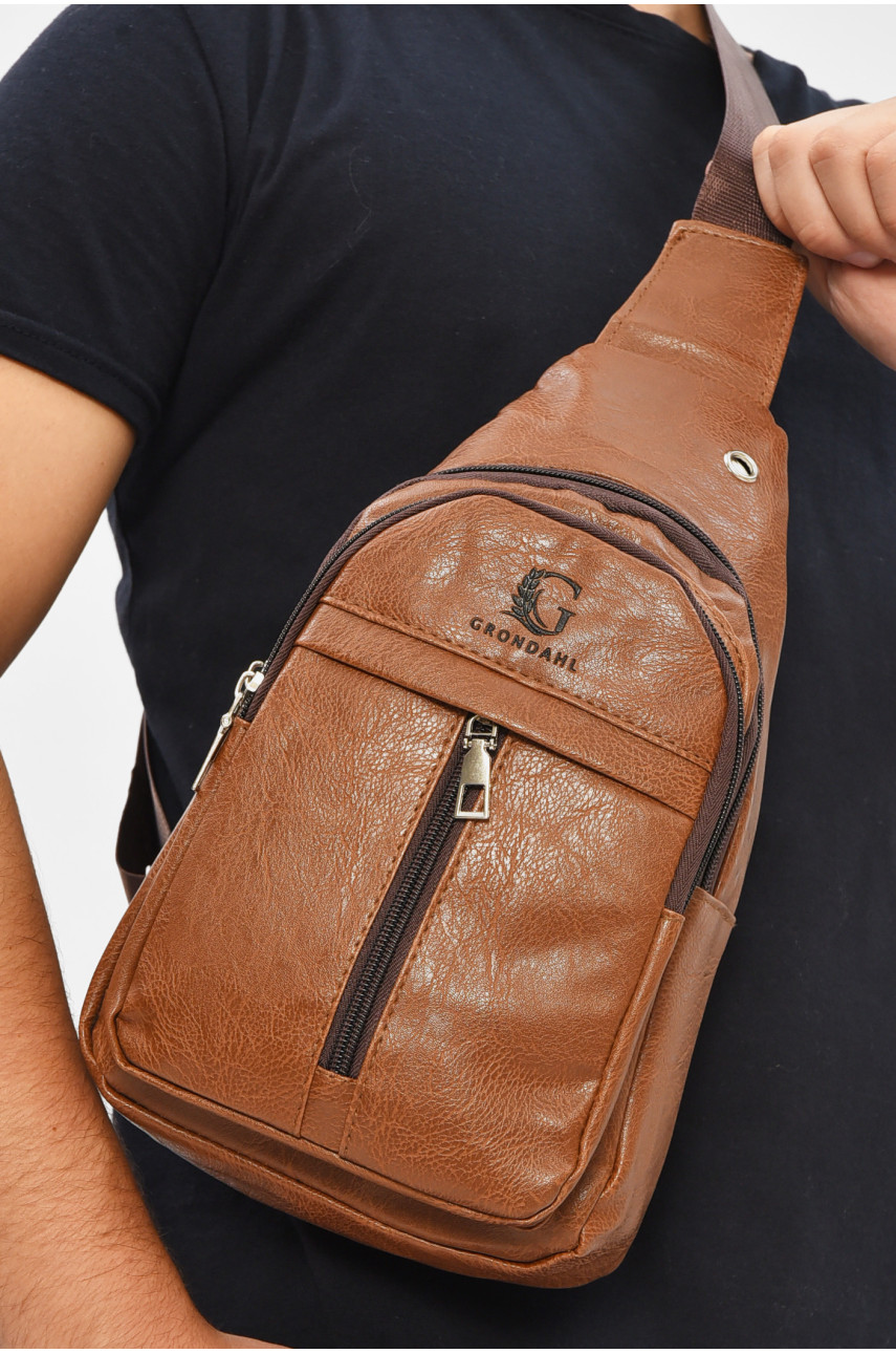 Сумка чоловіча через плече з екошкіри коричневого кольору HY-1509 207241