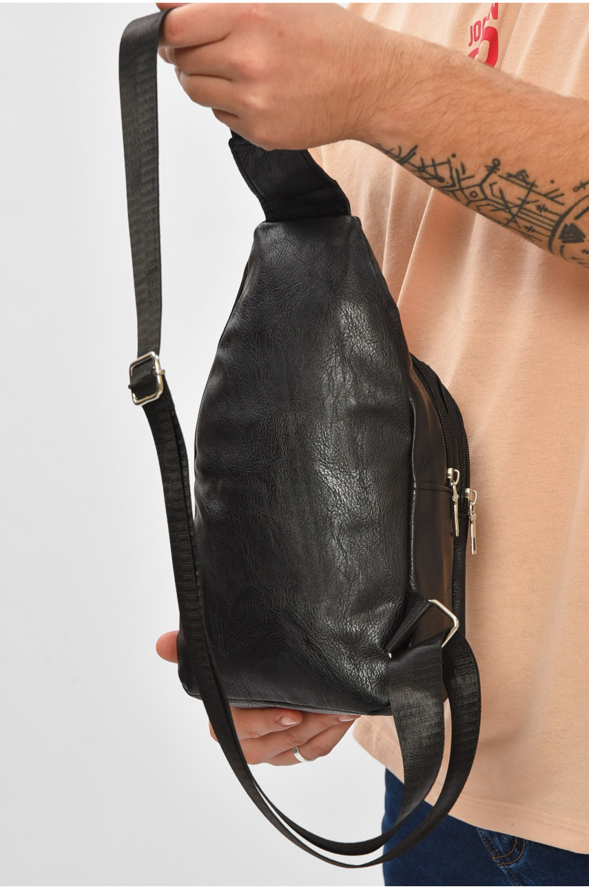 Сумка чоловіча через плече з екошкіри чорного кольору HY-1509 207242