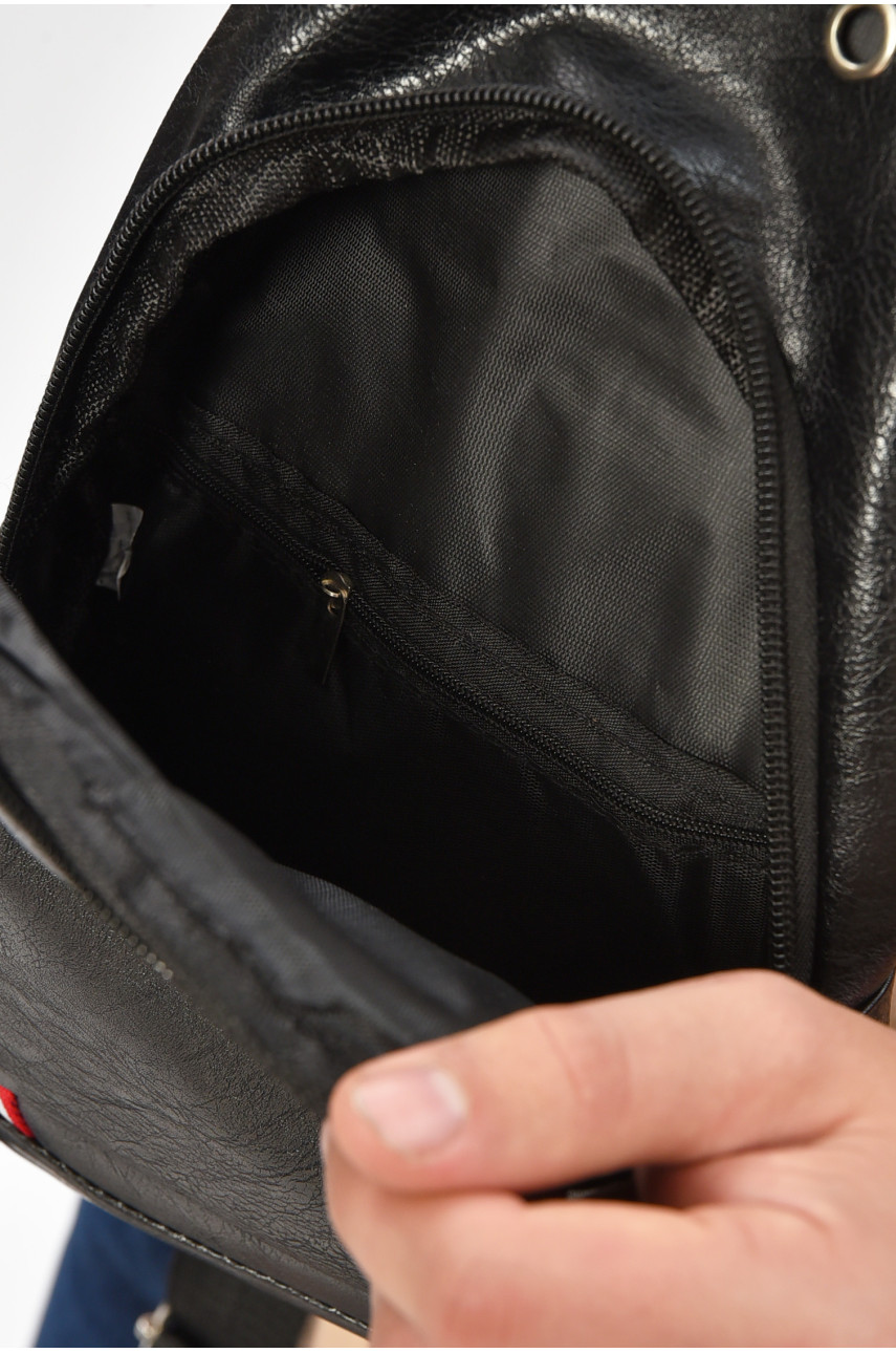 Сумка чоловіча через плече з екошкіри чорного кольору HY-1513 207244