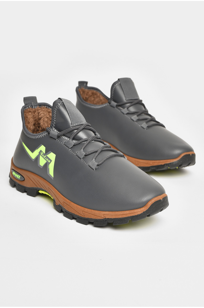 Кроссовки мужские с искуственным мехом темно-серого цвета F306 207246