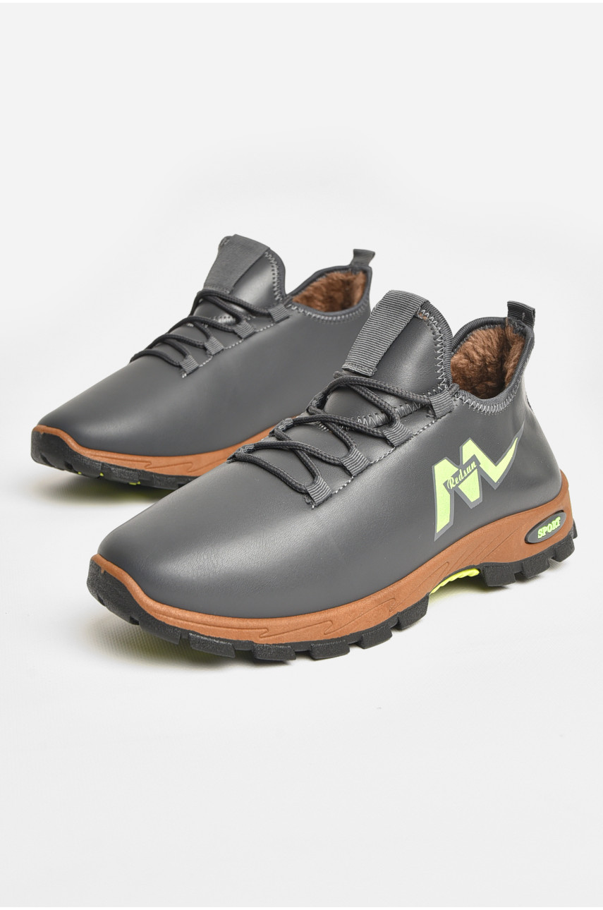 Кроссовки мужские с искуственным мехом темно-серого цвета F306 207246