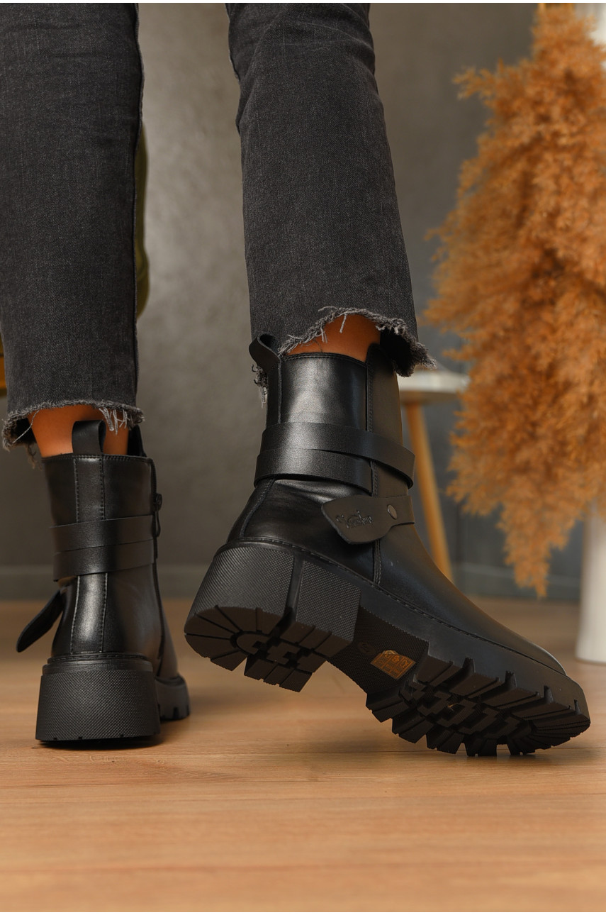 Черевики жіночі демісезонні чорного кольору на флісі 604-149 207249 Черевики жіночі демісезонні чорного кольору на флісі 604-149 207249