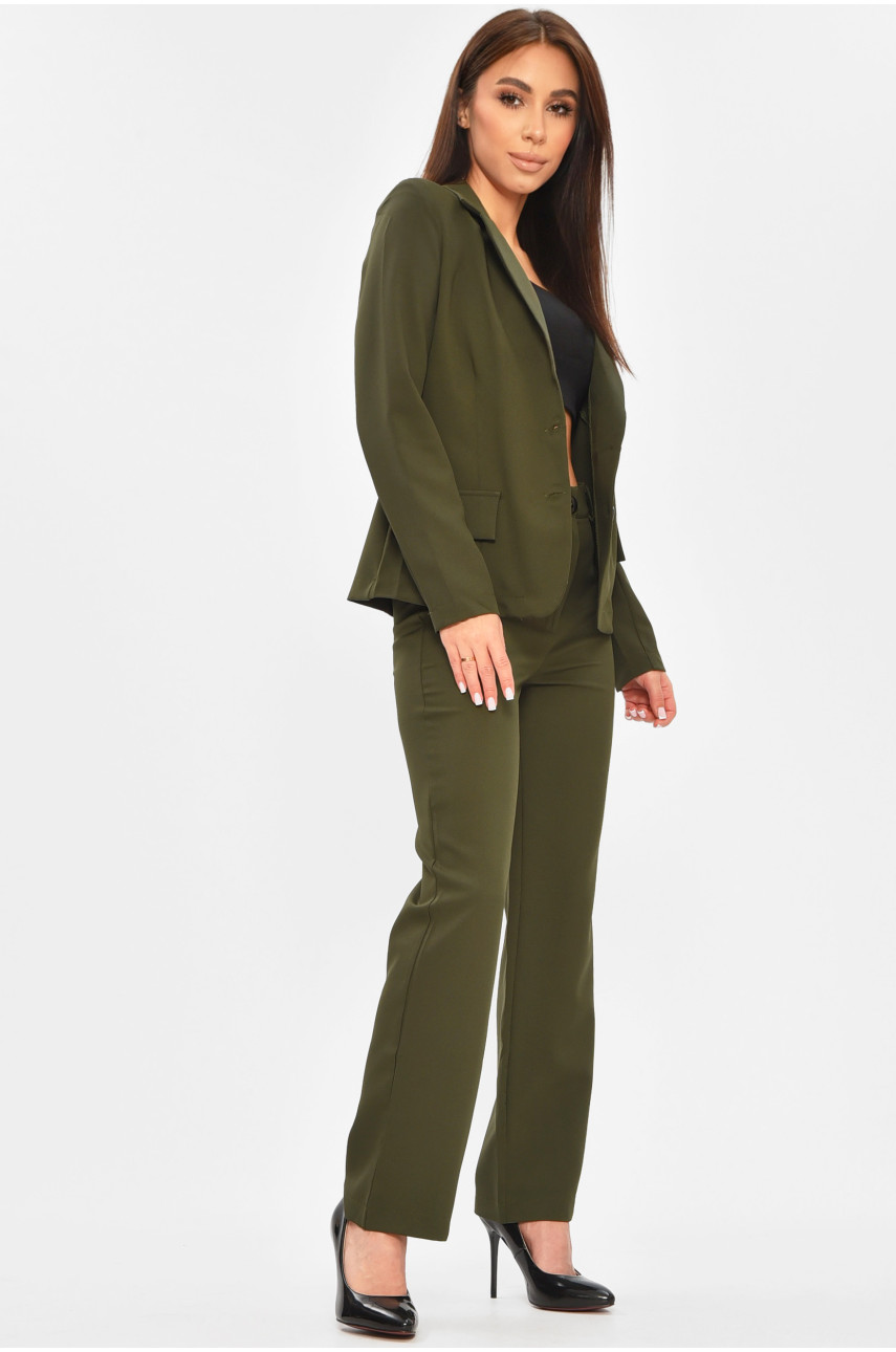 Костюм женский однотонный тёмно-зеленого цвета 990 207263