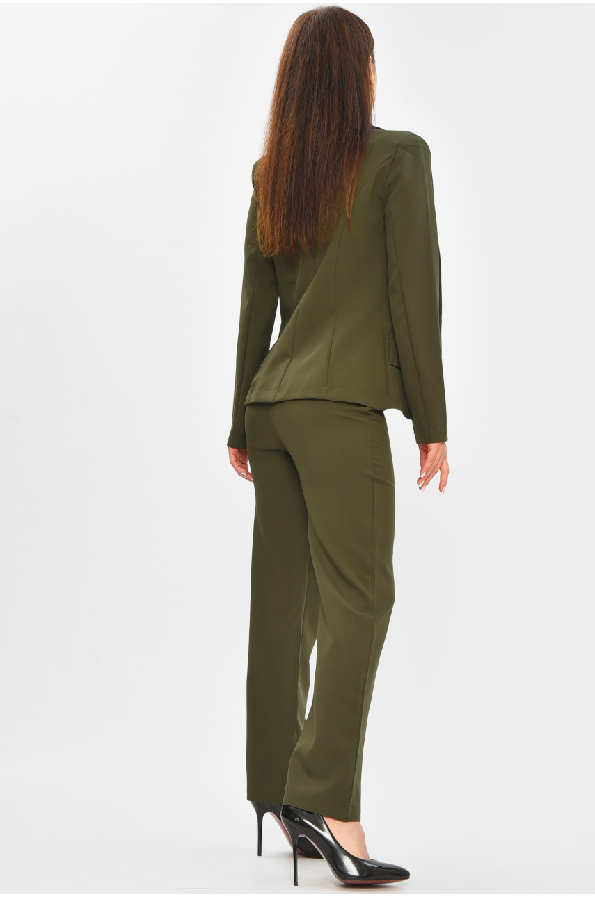 Костюм женский однотонный тёмно-зеленого цвета 990 207263
