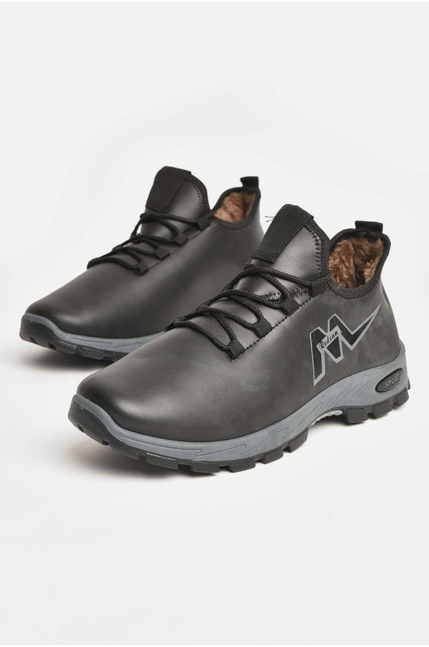 Кроссовки мужские с искуственным мехом черного цвета F305 207267