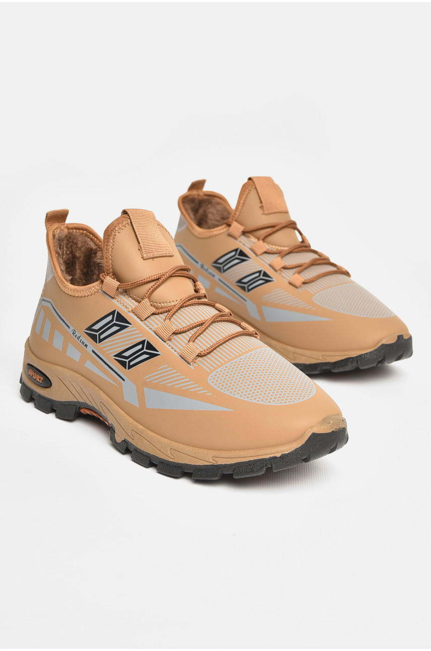 Кроссовки мужские с искуственным мехом светло-коричневого цвета F307 207268