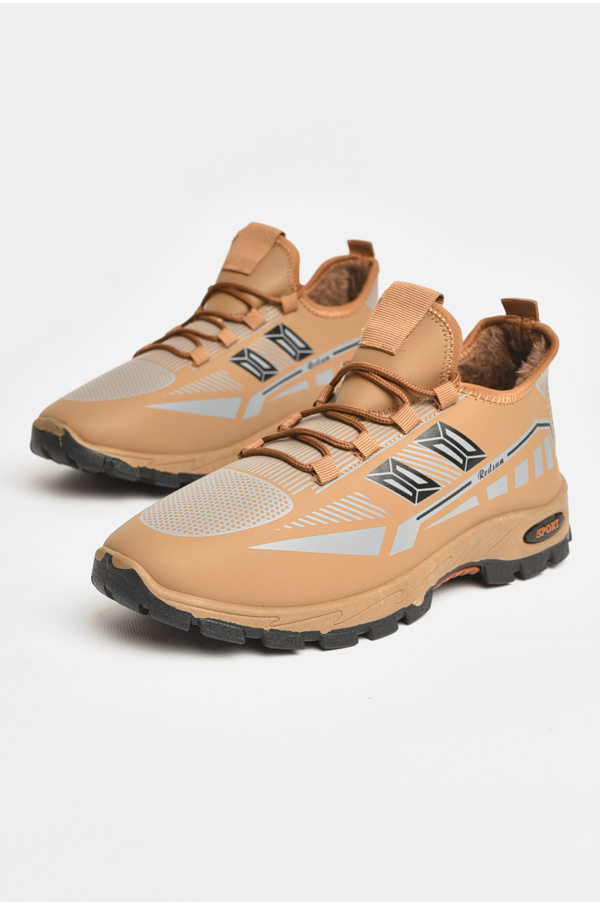 Кроссовки мужские с искуственным мехом светло-коричневого цвета F307 207268