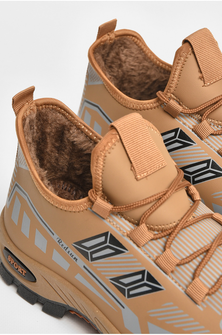 Кросівки чоловічі на штучному хутрі світло-коричневого кольору F307 207268