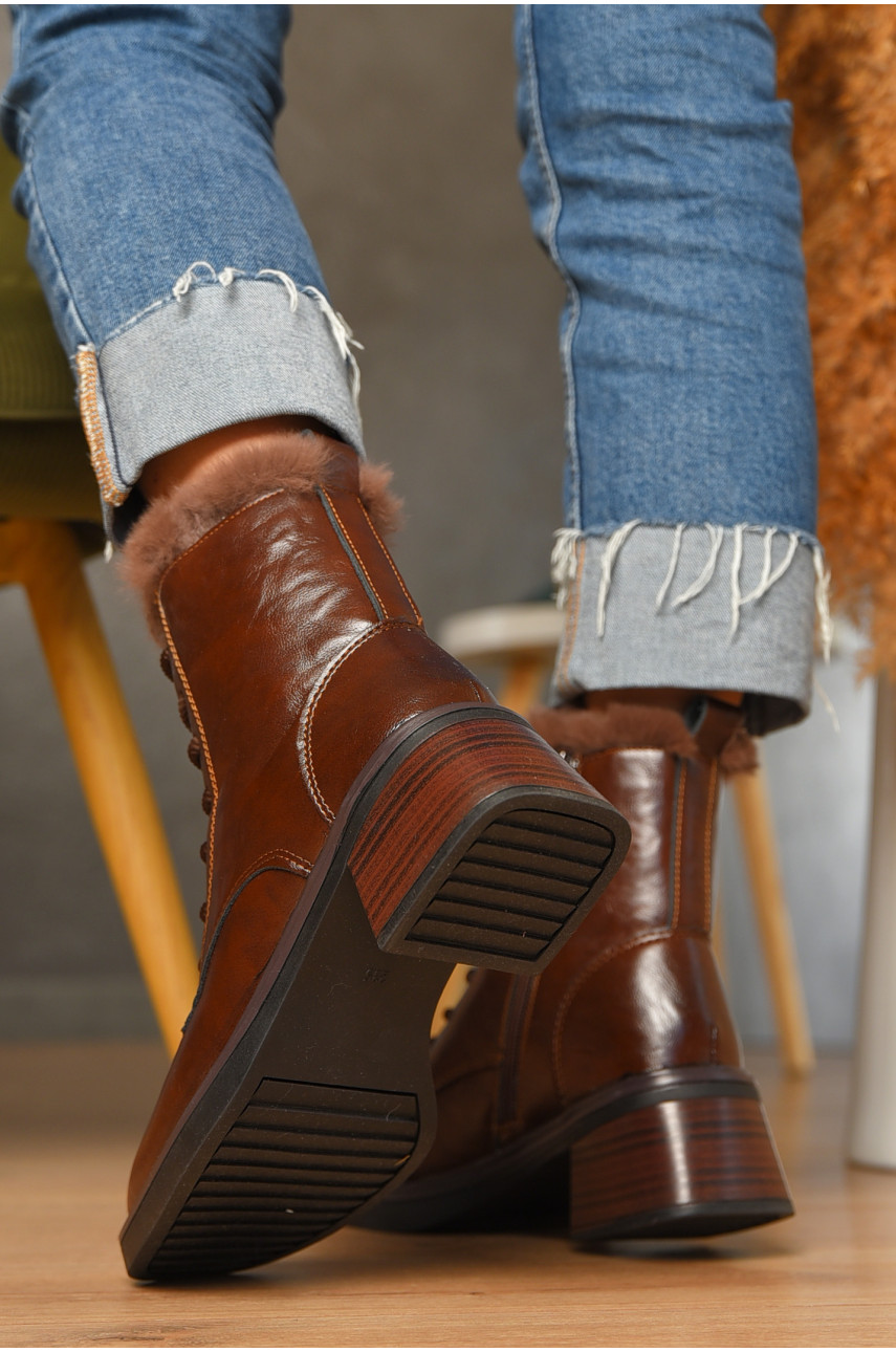 Ботинки женские зимние на меху коричневого цвета 707-5 207277