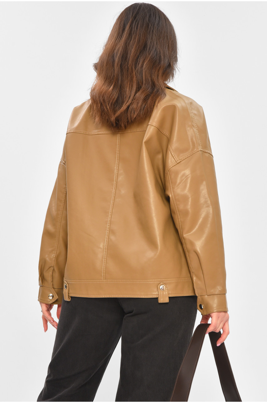 Куртка жіноча демісезонна еко шкіра бежевого кольору 2062 207280