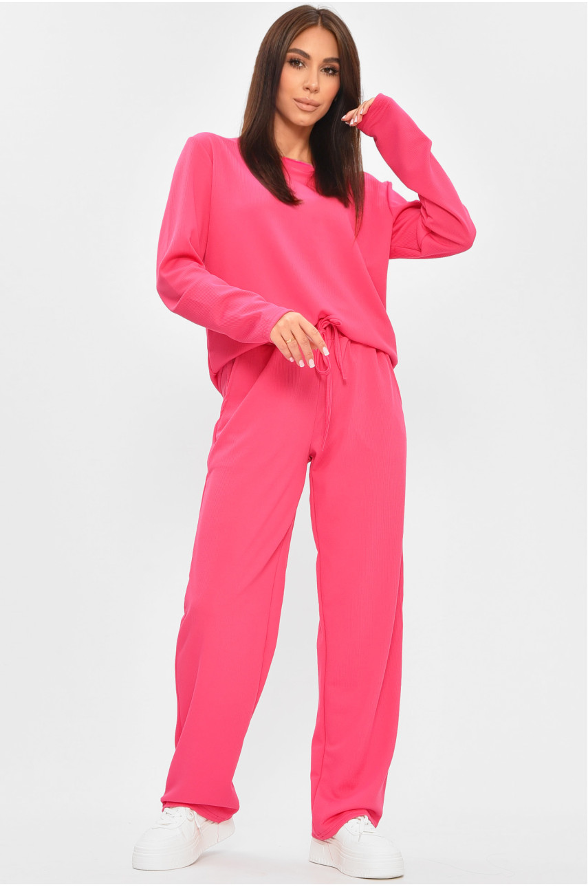 Костюм женский однотонный в рубчик розового цвета 207287