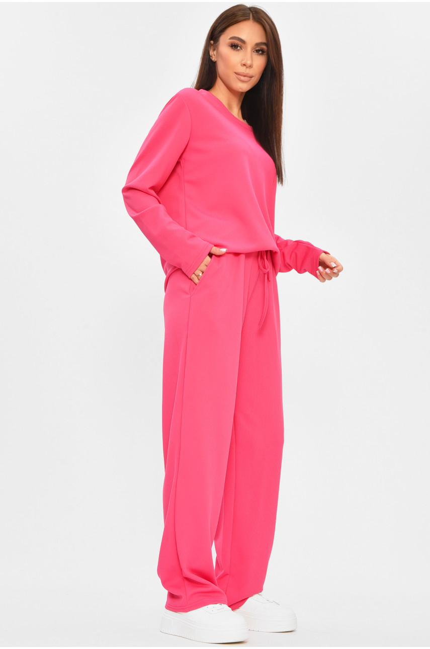 Костюм женский однотонный в рубчик розового цвета 207287