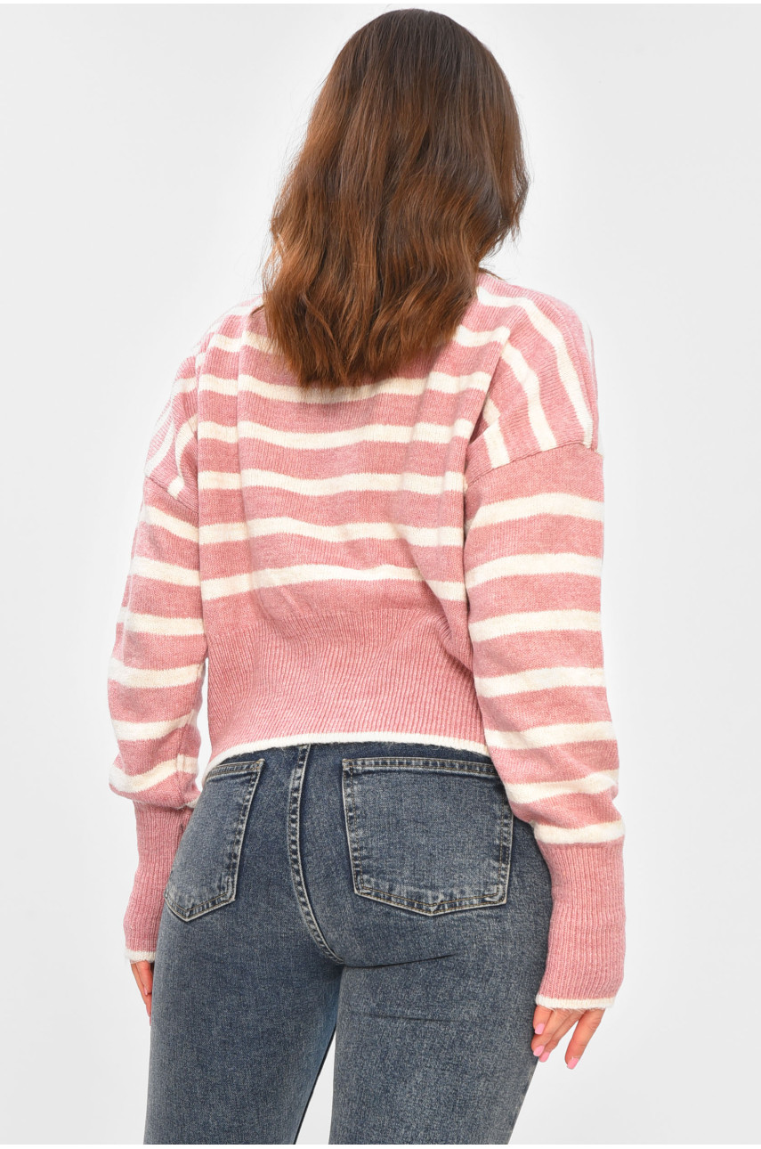 Свитер женский однотонный розового цвета с принтом 5191 207293