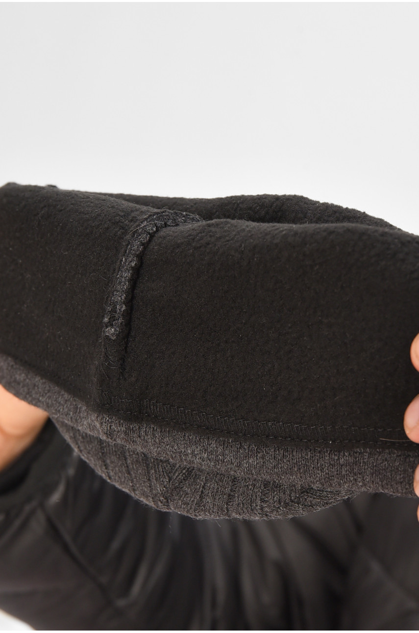 Шапка мужская на флисе тёмно-серого цвета 207300