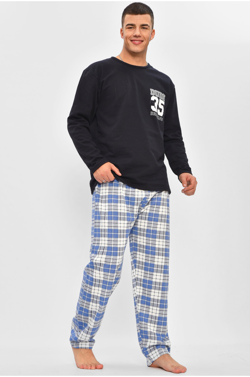 Пижама мужская на флисе тёмно-синего цвета с принтом 15538 207302