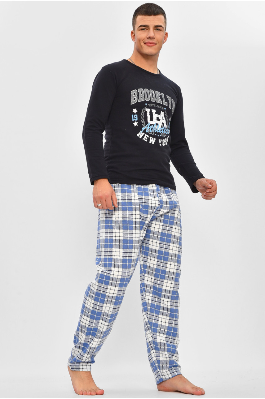 Пижама мужская на флисе тёмно-синего цвета с принтом 15539 207304