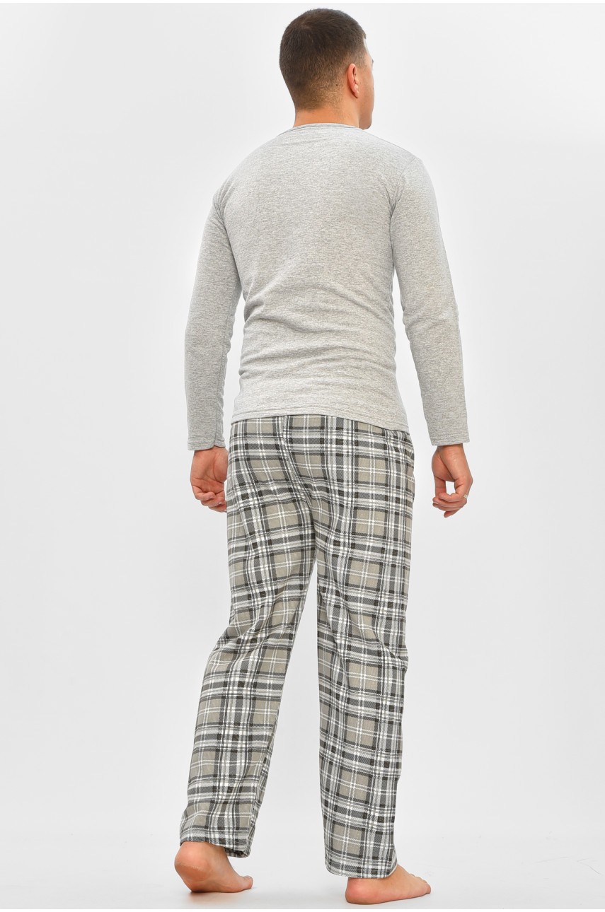 Пижама мужская на флисе серого цвета с принтом 15536 207305