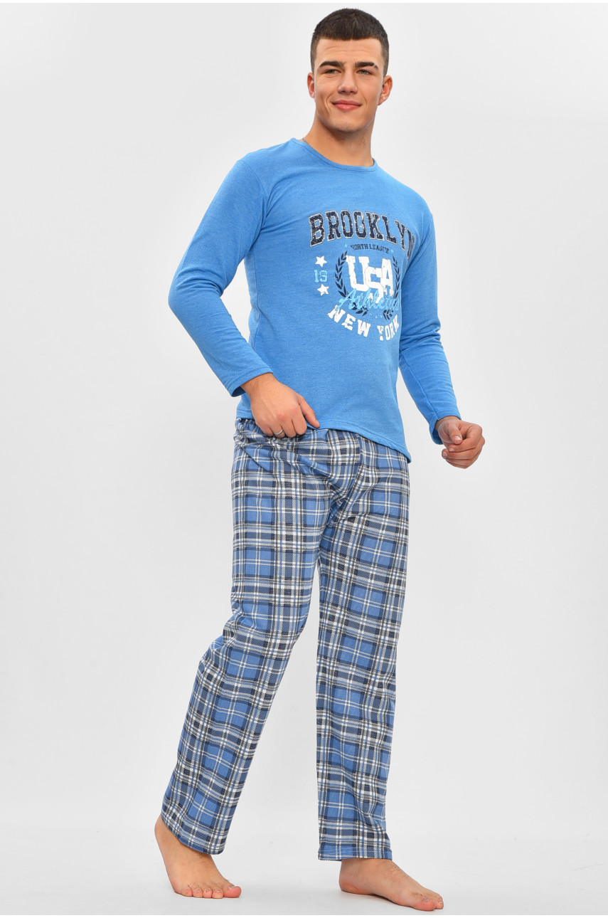 Пижама мужская на флисе синего цвета с принтом 15539 207306