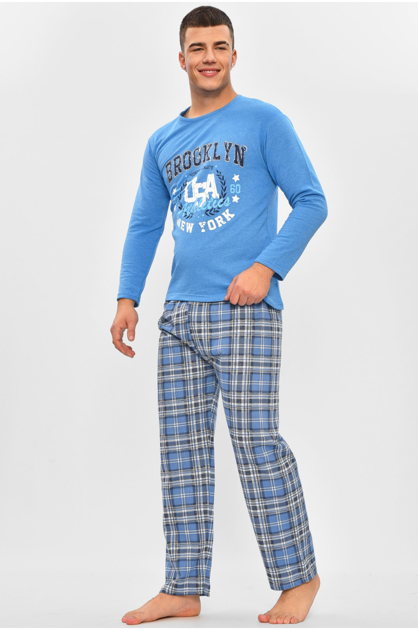 Пижама мужская на флисе синего цвета с принтом 15539 207306