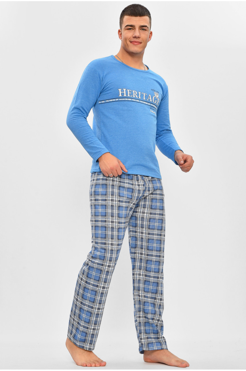 Пижама мужская на флисе синего цвета с принтом 15536 207307