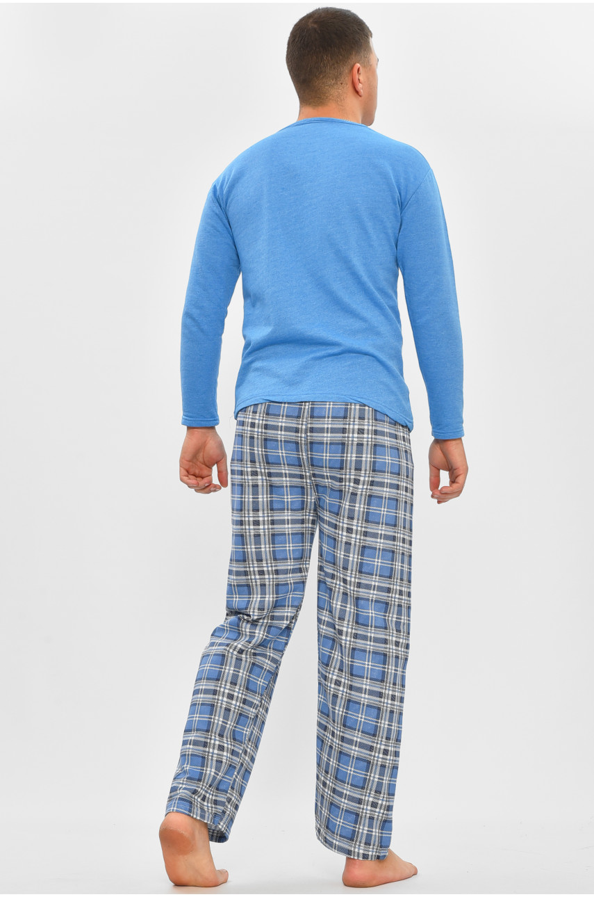 Пижама мужская на флисе синего цвета с принтом 15536 207307