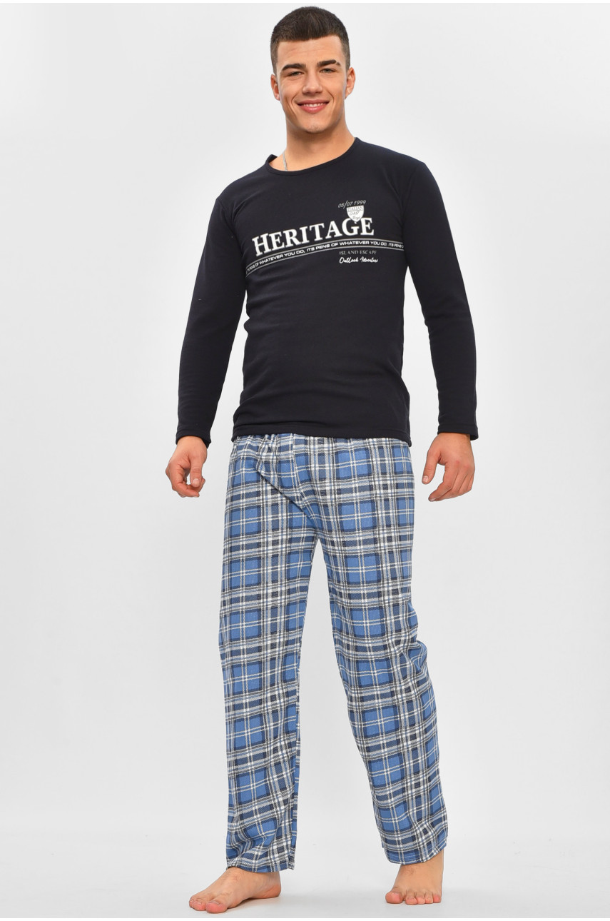 Пижама мужская на флисе тёмно-синего цвета с принтом 15536 207308