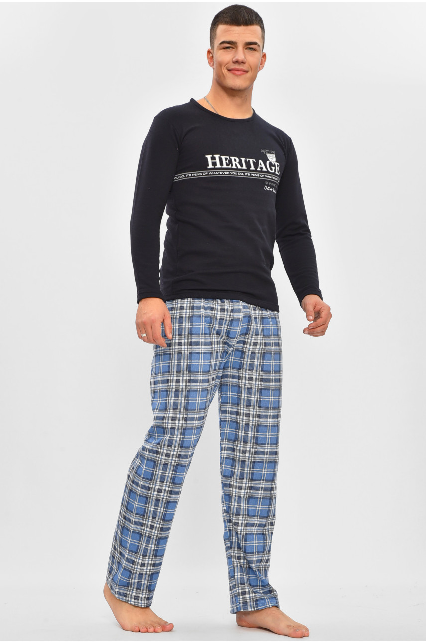 Пижама мужская на флисе тёмно-синего цвета с принтом 15536 207308