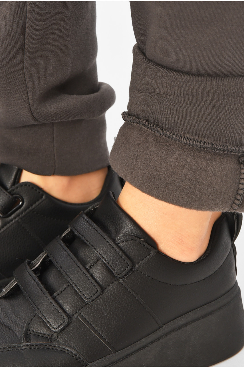 Спортивные штаны женские на флисе тёмно-серого цвета 9101-2 207312 Спортивные штаны женские на флисе тёмно-серого цвета 9101-2 207312