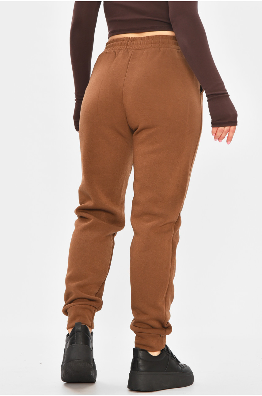 Спортивные штаны женские на флисе тёмно-коричневого цвета 9101-2 207313 Спортивные штаны женские на флисе тёмно-коричневого цвета 9101-2 207313