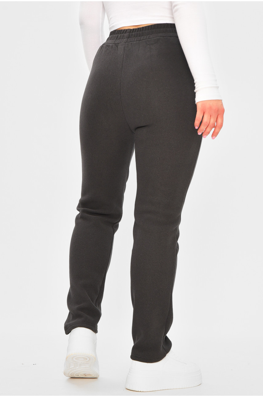 Спортивные штаны женские на искусственном меху тёмно-серого цвета K1131 207324