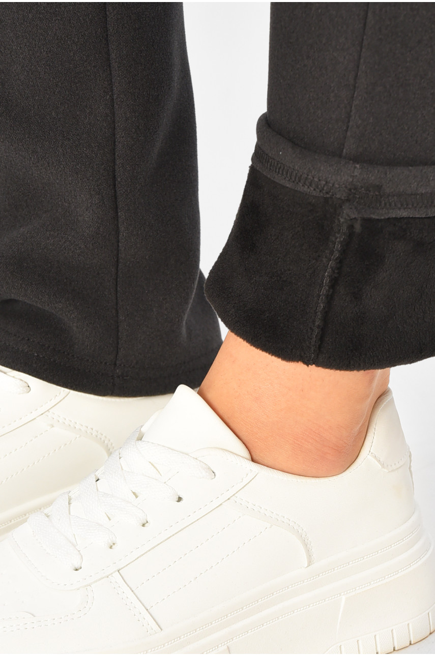 Спортивные штаны женские на искусственном меху тёмно-серого цвета K1131 207324