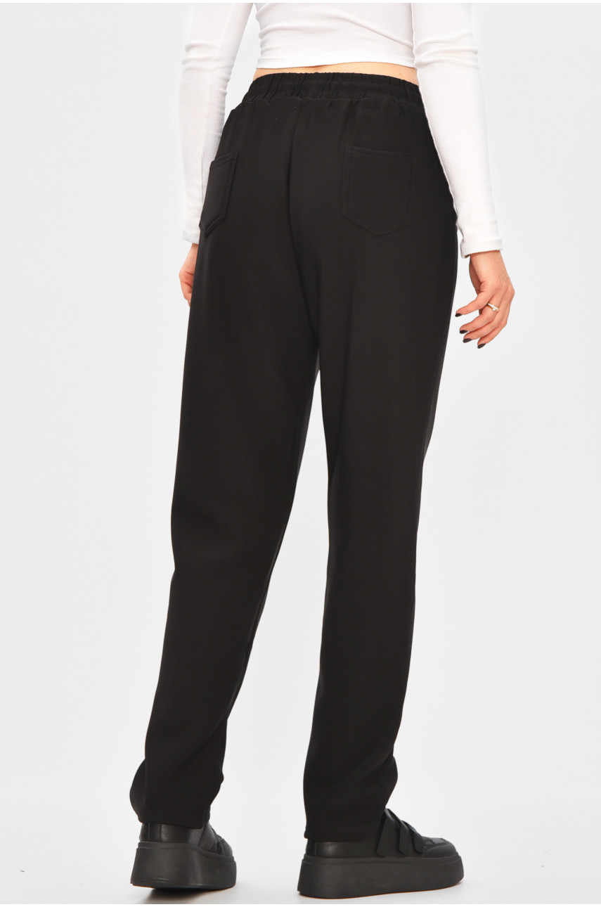 Спортивные штаны женские на искусственном меху черного цвета K1131 207325 Спортивные штаны женские на искусственном меху черного цвета K1131 207325