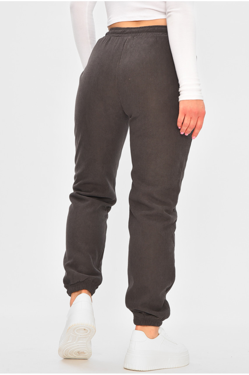 Спортивные штаны женские на искусственном меху тёмно-серого цвета 9160-2 207327 Спортивные штаны женские на искусственном меху тёмно-серого цвета 9160-2 207327