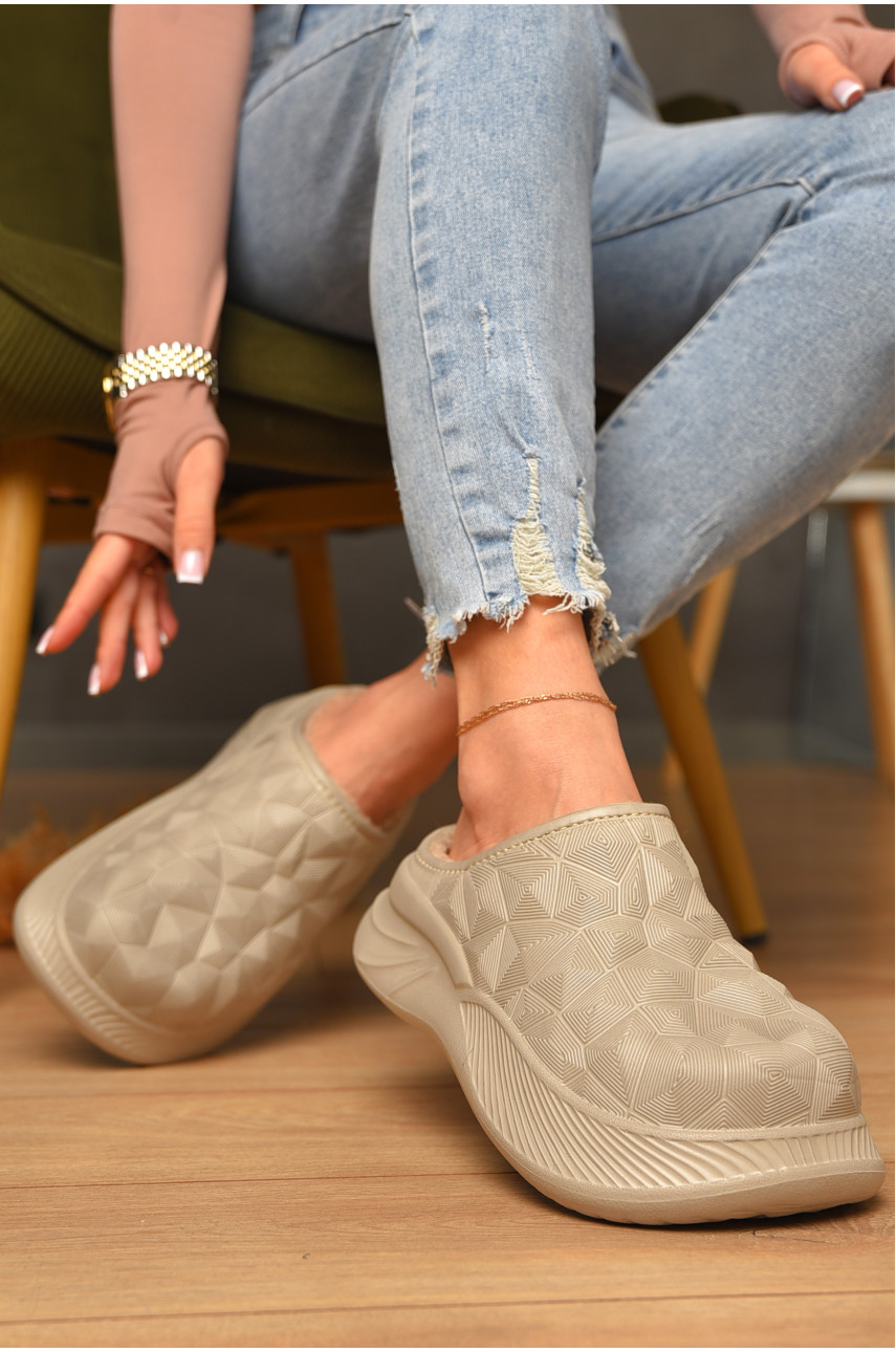 Галоши без задника утепленные бежевого цвета 603 207340