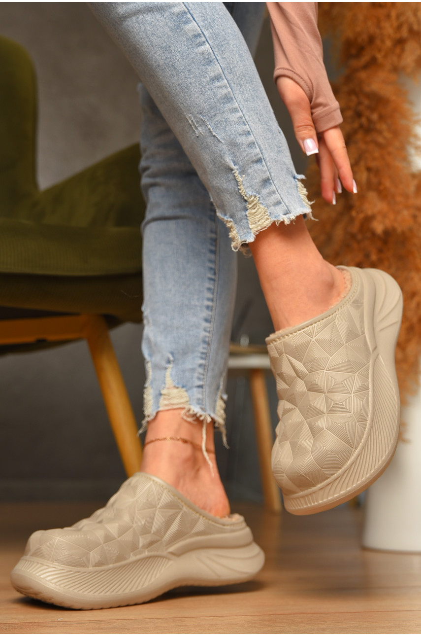 Галоши без задника утепленные бежевого цвета 603 207340