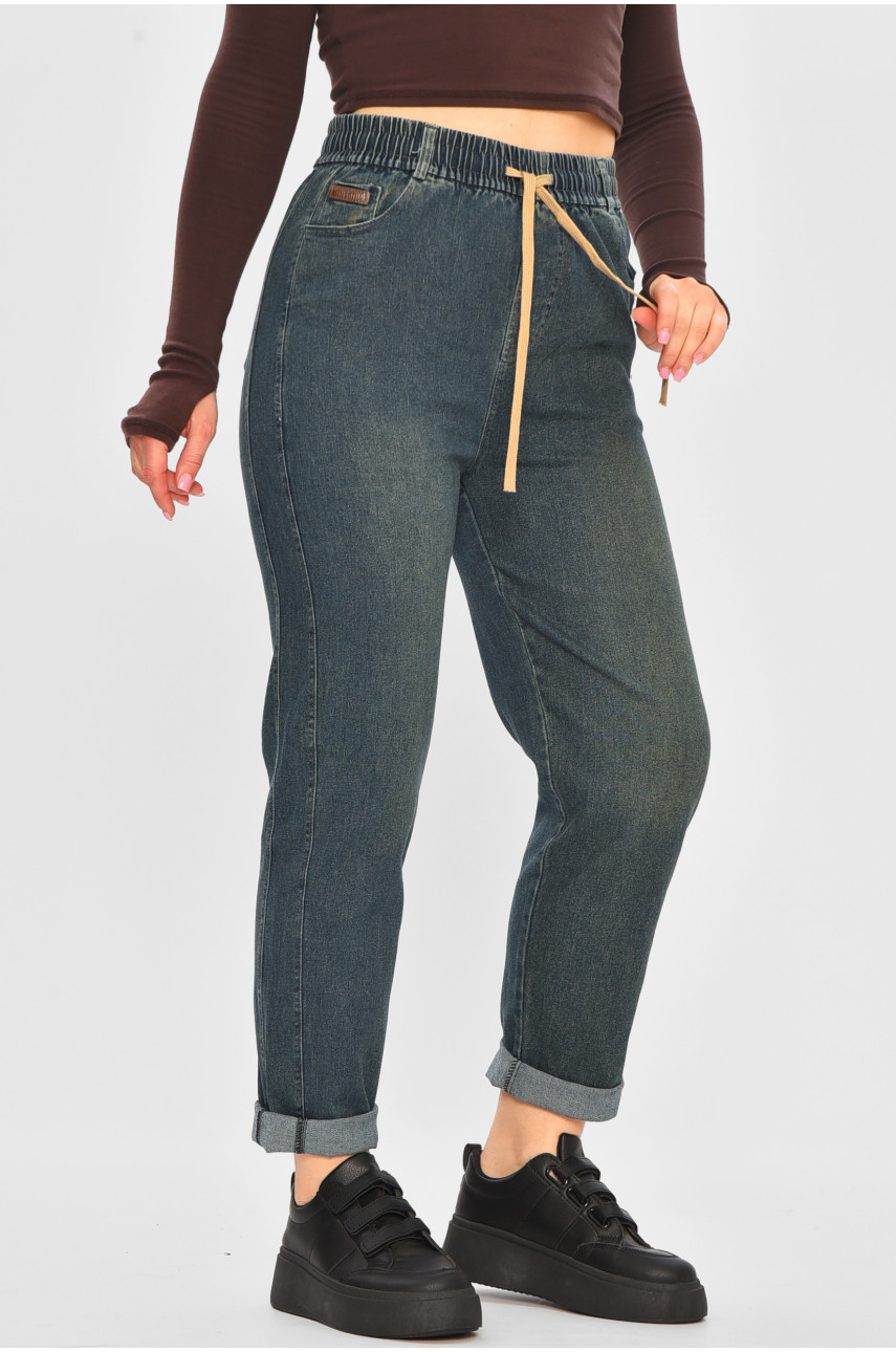 Джинсы женские однотонные тёмно-синего цвета GN9134-1 207359