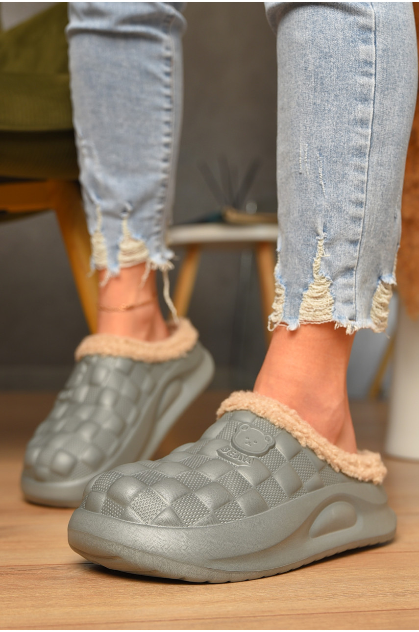 Галоши без задника утепленные серого цвета 604 207366