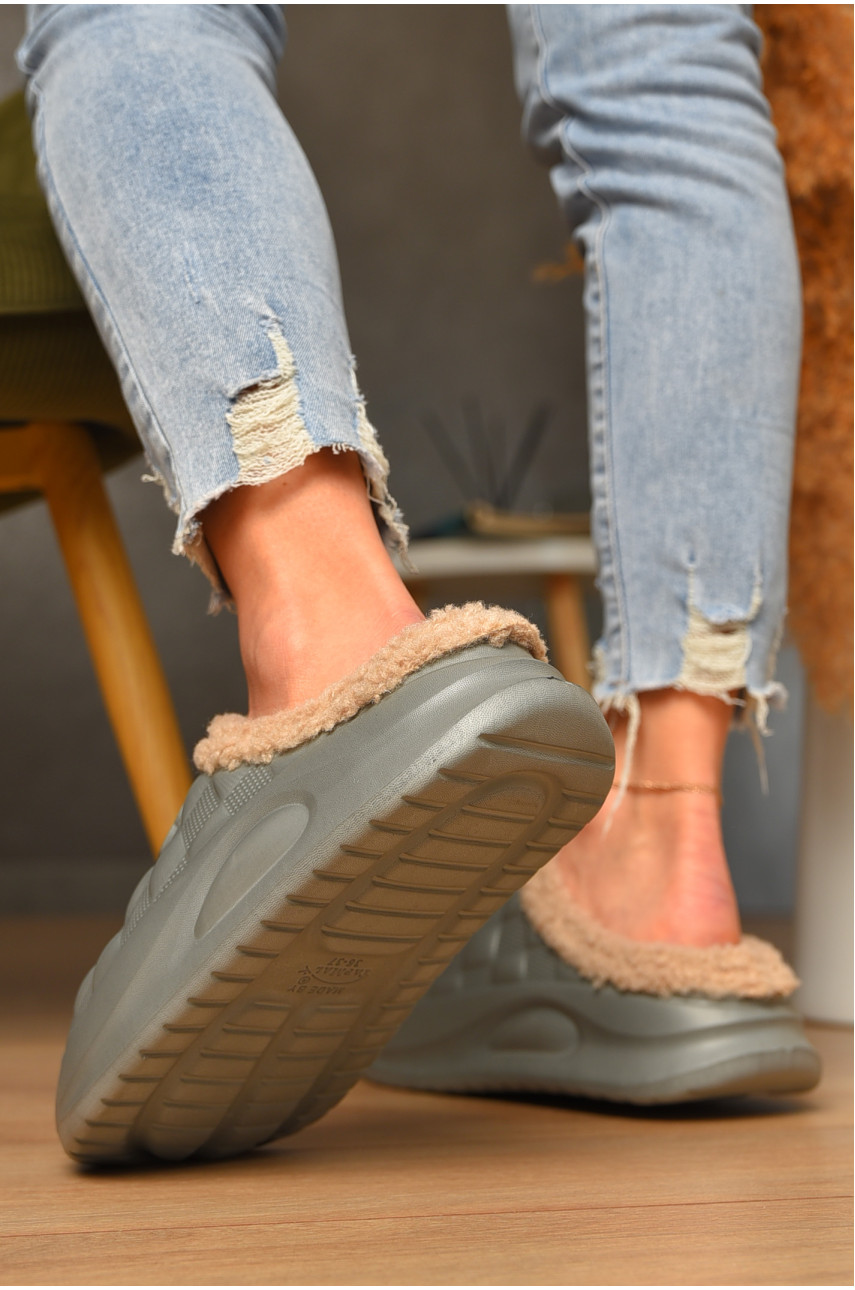 Галоши без задника утепленные серого цвета 604 207366