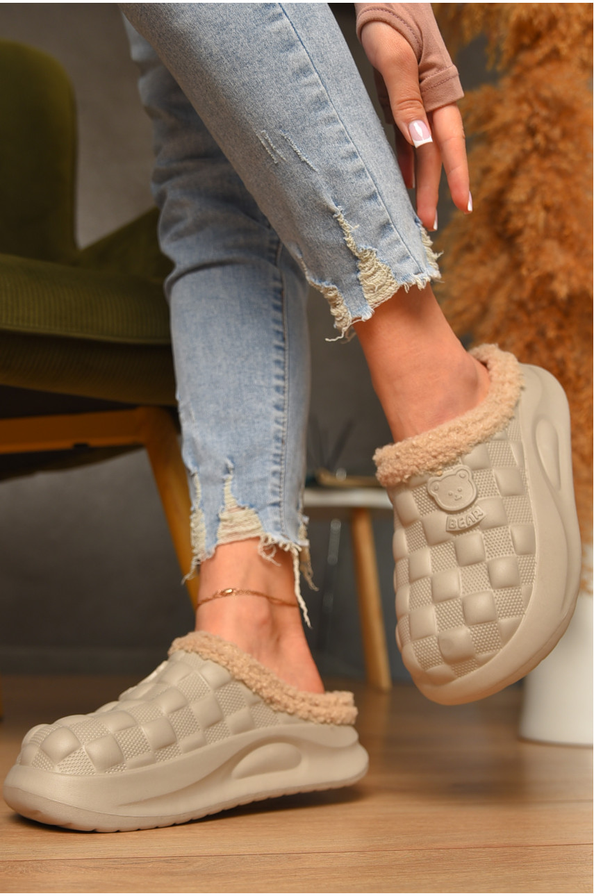 Галоши без задника утепленные бежевого цвета 604 207368