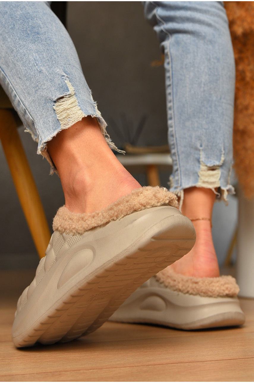 Галоши без задника утепленные бежевого цвета 604 207368