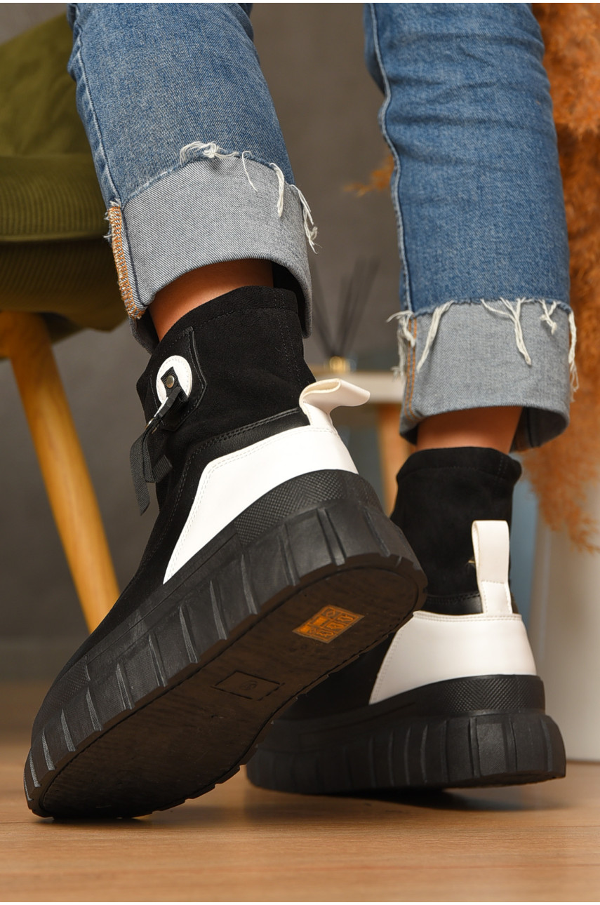 Ботинки женские демисезонные черно-белого цвета JP15 207377