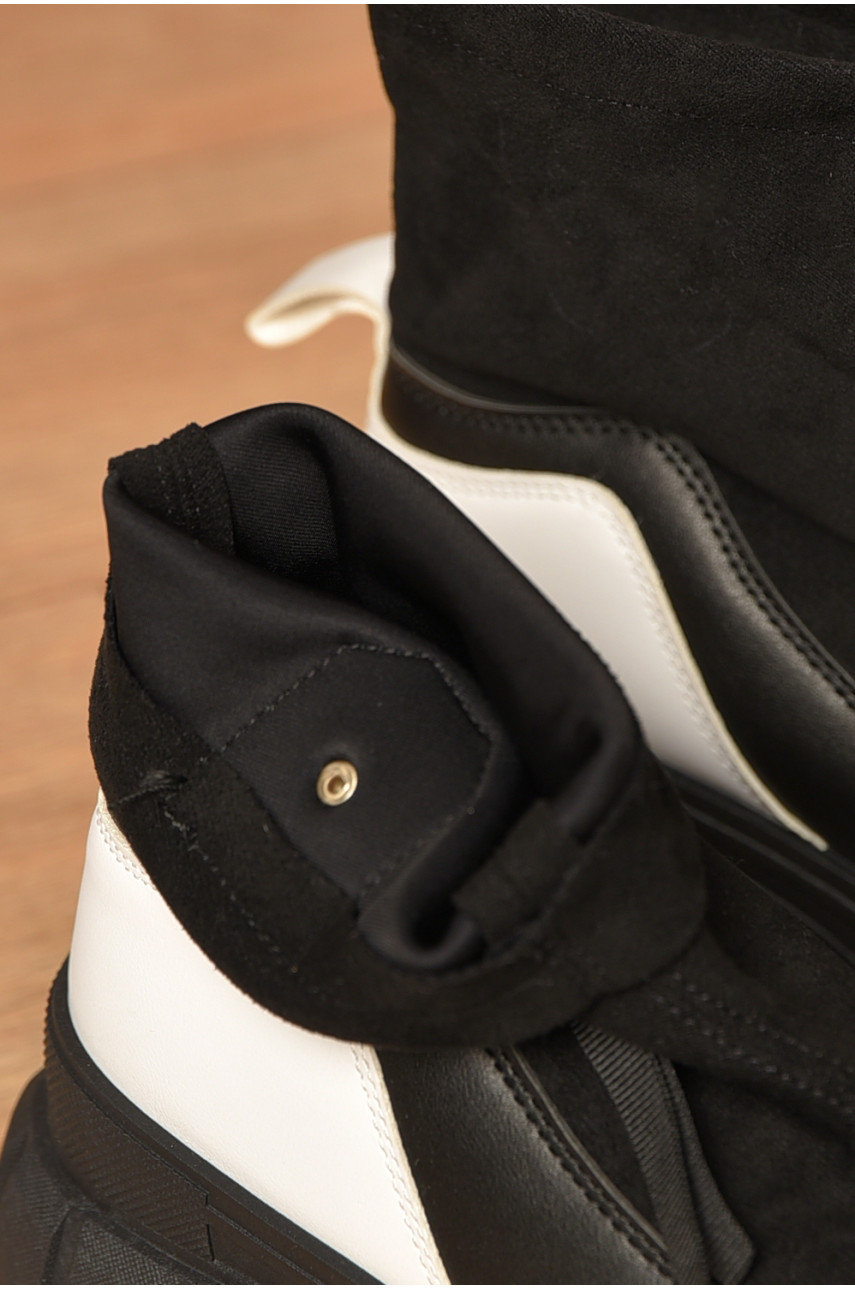 Ботинки женские демисезонные черно-белого цвета JP15 207377