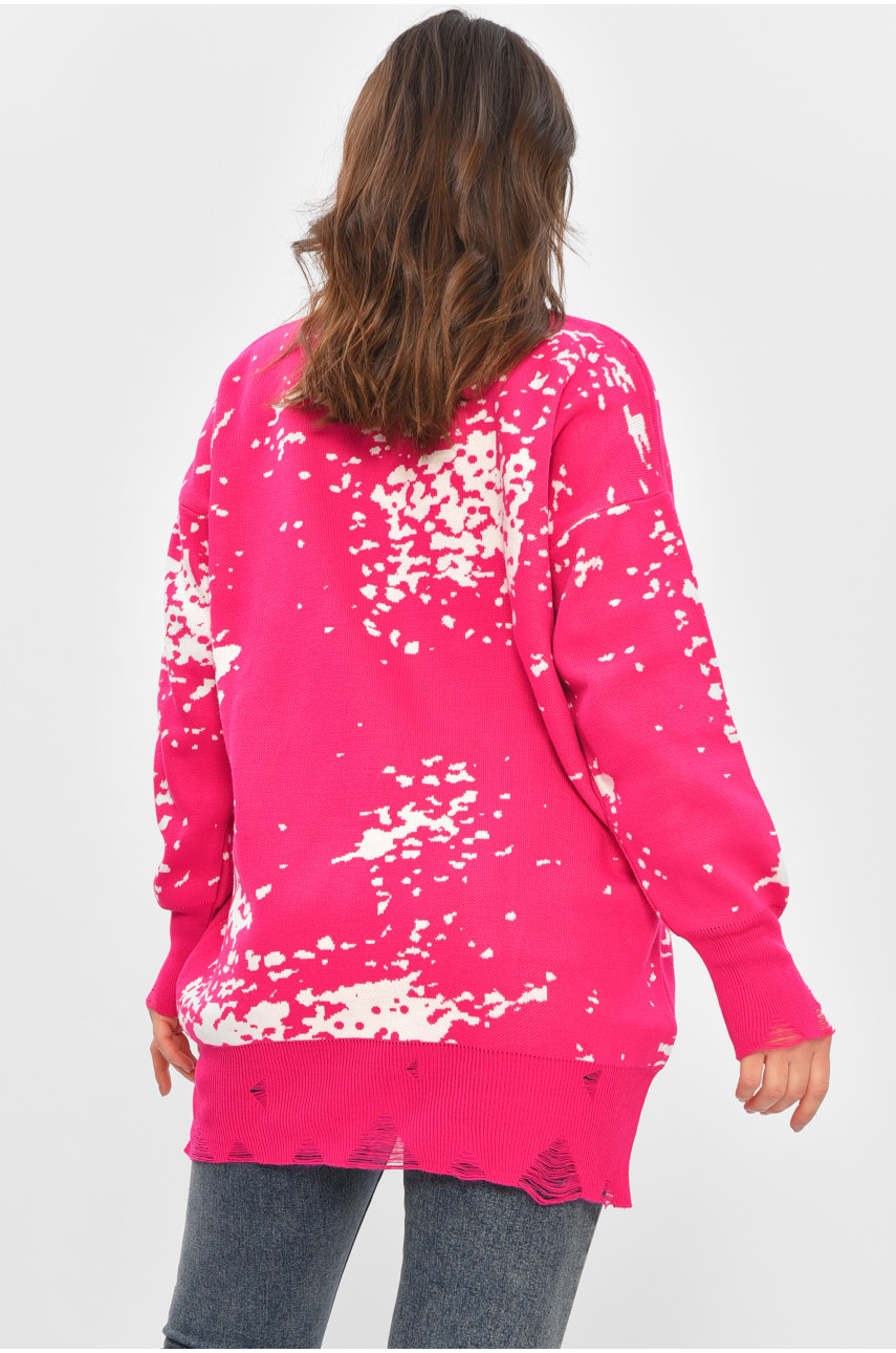 Свитер женский малинового цвета с принтом 207380