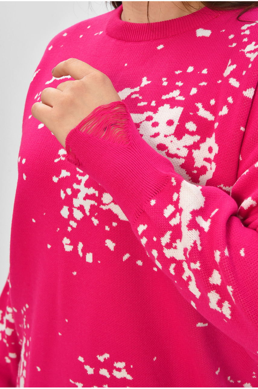 Свитер женский малинового цвета с принтом 207380
