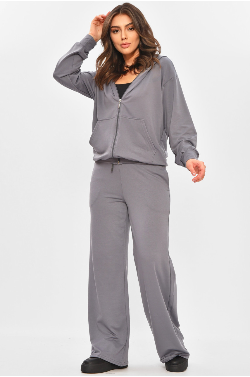 Спортивный костюм женский однотонный серого цвета 359 207393