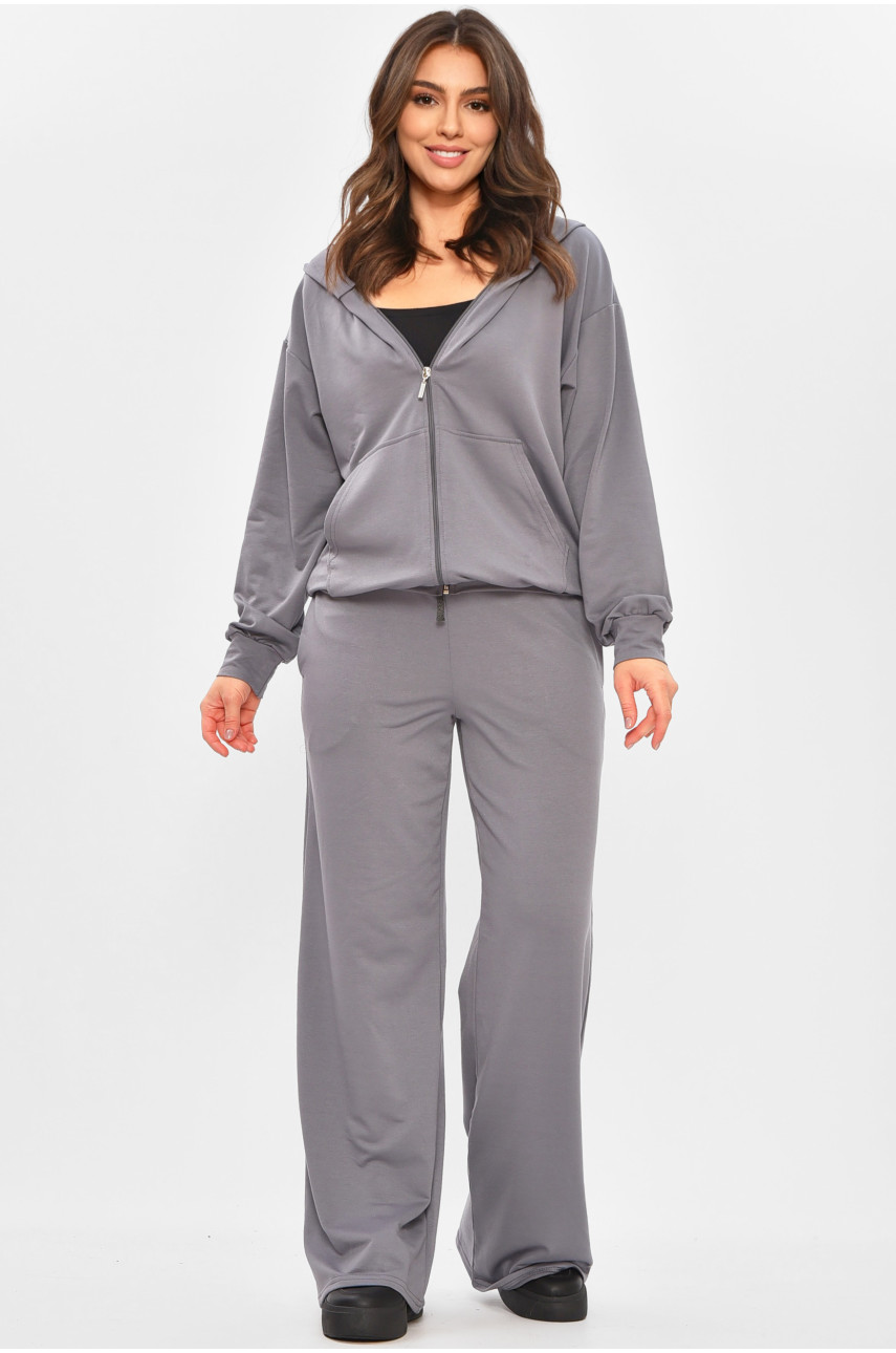 Спортивный костюм женский однотонный серого цвета 359 207393