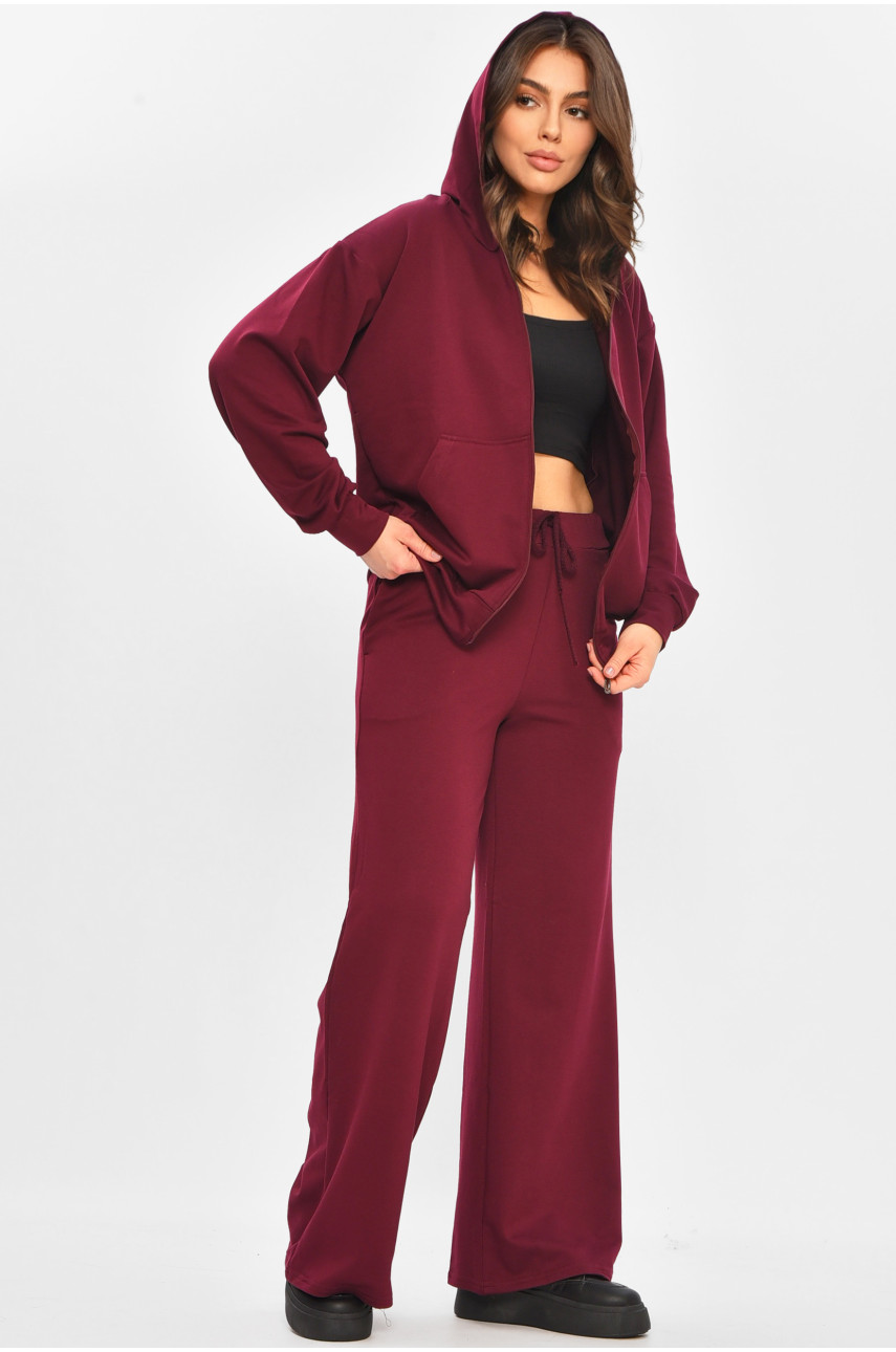 Спортивный костюм женский однотонный бордового цвета 359 207400