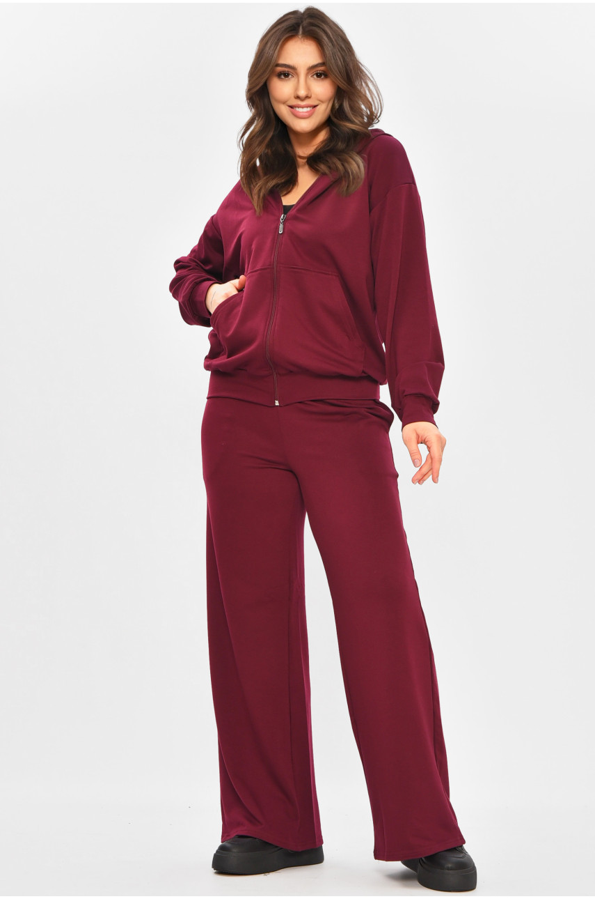 Спортивный костюм женский однотонный бордового цвета 359 207400