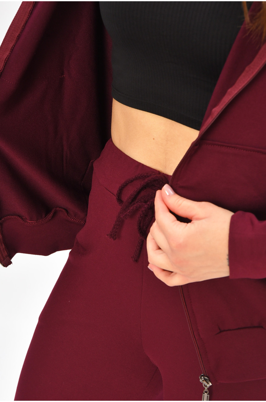 Спортивный костюм женский однотонный бордового цвета 359 207400