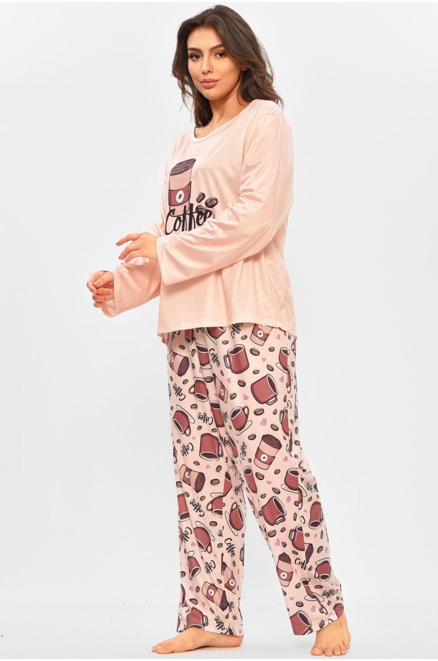Піжама жіноча бежевого кольору з принтом 500041 207402